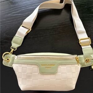 Faux St.Laurent Moss & Cream Crossbody Belt Bag New